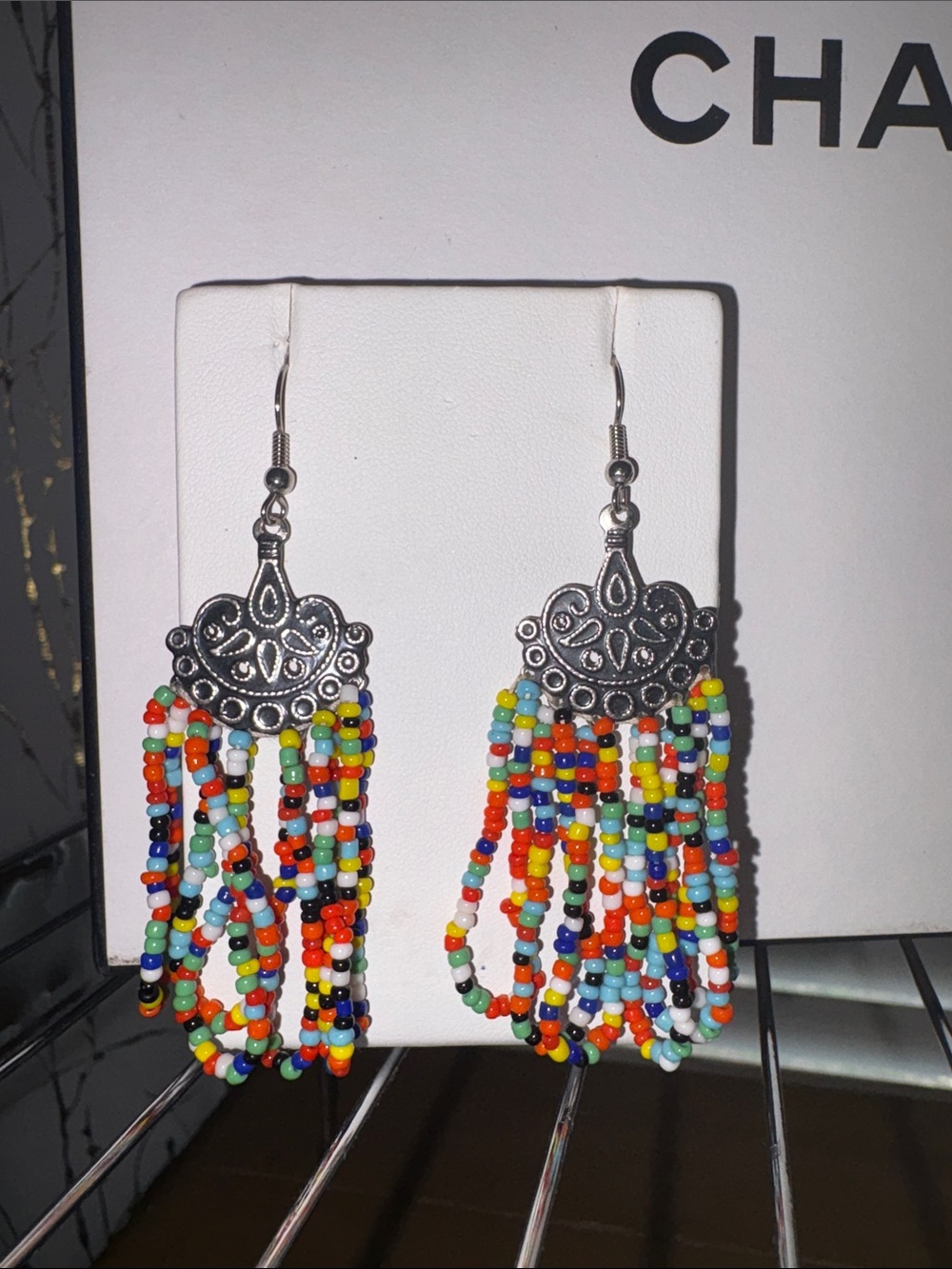 Beaded Multicolor Fringe Drop Earrings - Abrand
